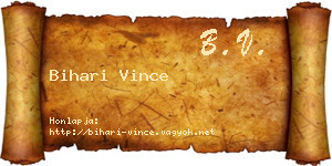 Bihari Vince névjegykártya